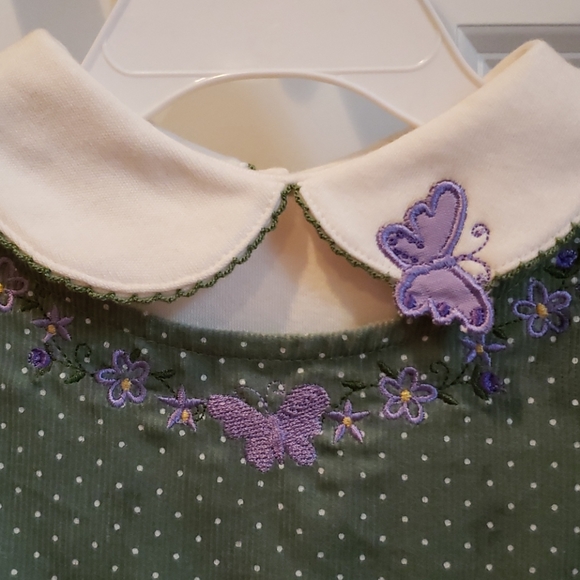Rare Editions 2pc Green Corduroy Butterfly Dress - Picture 4 of 6